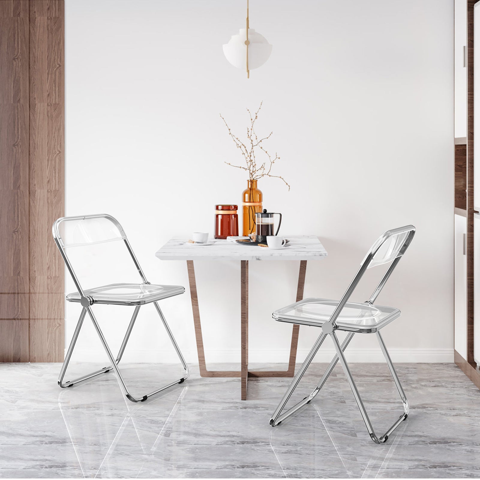 2pcs Foldable Patio Plastic Folding Chairs